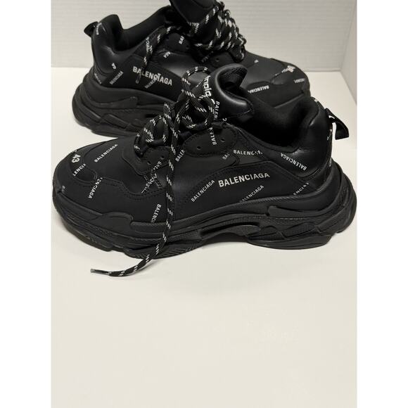 Balenciaga All Over Triple S Black Logo Lace Low Top Sneakers Men’s Us 10 EU 43